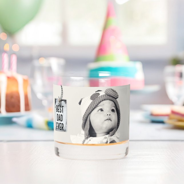 Verre À Whisky Photo personnalisée de meilleur père (Insitu (Anniversaire))