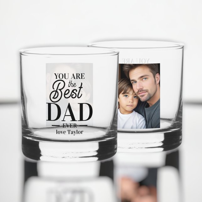Verre À Whisky Photo personnalisée et texte que vous êtes le meil (Personalized photo and text you are the best ever whiskey glass from Ricaso. Ideal for Father's Day)