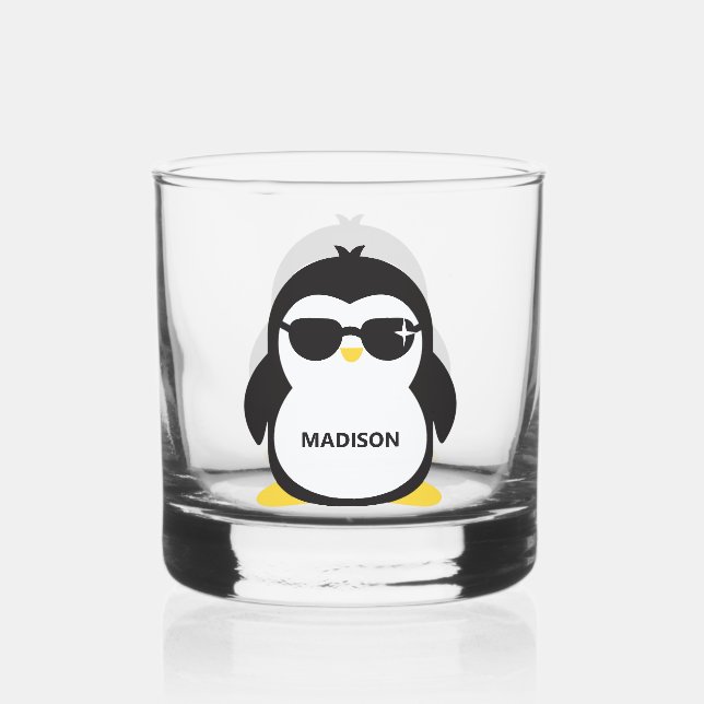 Verre À Whisky Pingouin cool de nom personnalisé (Recto)