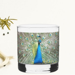 Verre À Whisky Plumage de plume de paon bleu