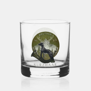 Verre À Whisky Pointeur à cheveux courts allemand, Logo de chasse