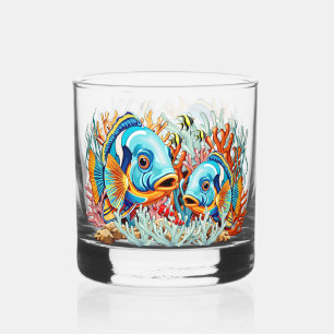 Verre À Whisky Poissons Tropicaux Couleurs Vives Ambiance Été