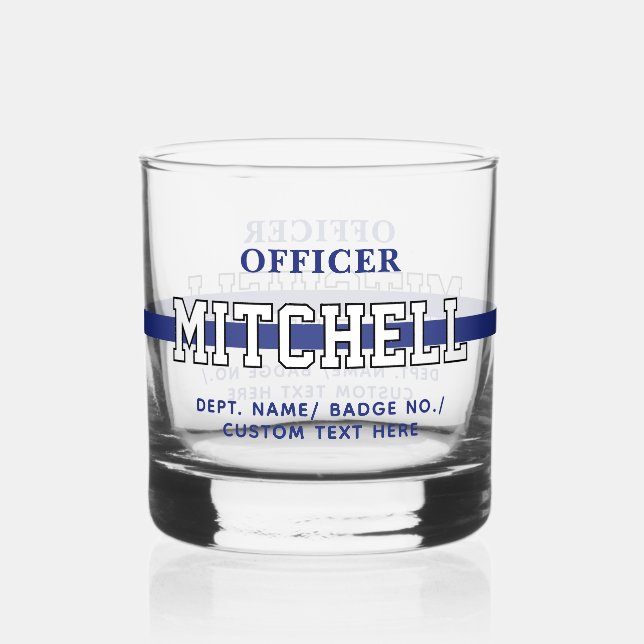 Verre À Whisky Policier personnalisé Ligne Bleue Mince (Recto)