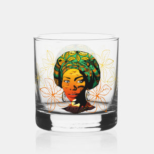 Verre À Whisky Portrait féminin africain avec coucher de soleil