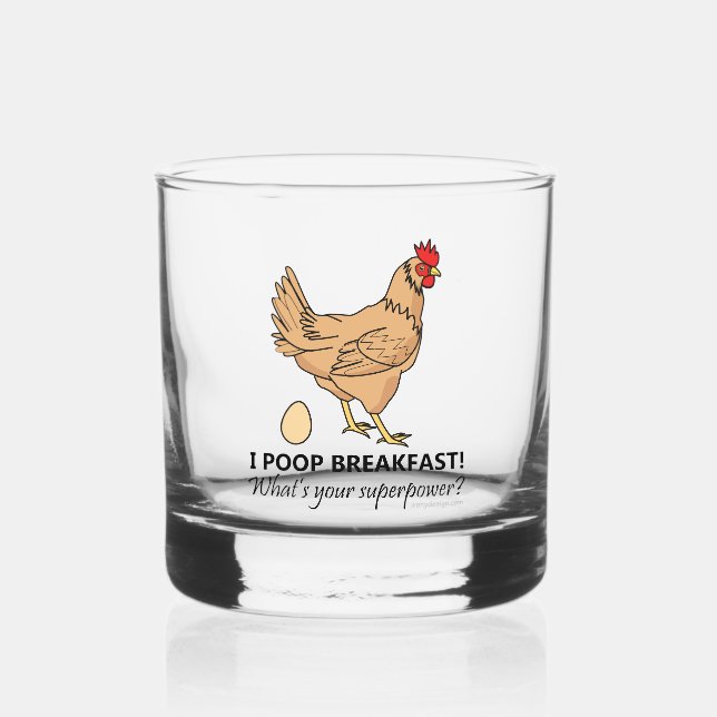 Verre À Whisky Poulet Poops Petit-déjeuner Drôle Design (Recto)