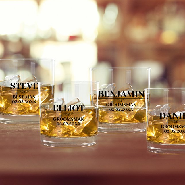 Verre À Whisky Proposition Groomsman Nom personnalisé élégant (groomsmen proposal whiskey glasses stylish personalized name modern classic)