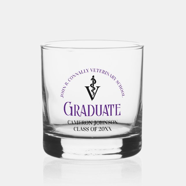 Verre À Whisky Purple Vétérinaire Graduation sur mesure (Recto)