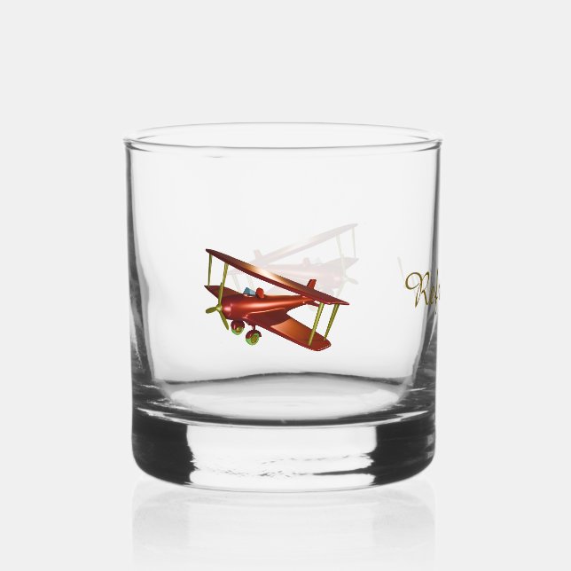 Verre À Whisky Rafraîchissant ! Jeu de Drinkware Red Biplane (Recto)