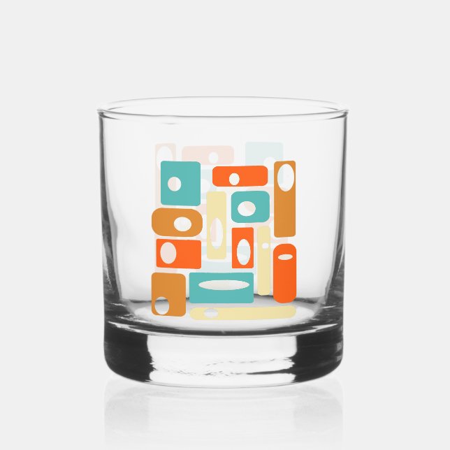 Verre À Whisky Rectangles Abstraits Ère Atomique Moderne du Milie (Recto)