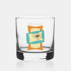 Verre À Whisky Rectangles pointues Abstraites du milieu du siècle