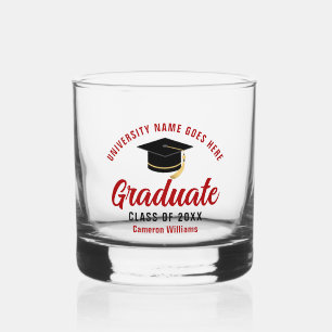 Verre À Whisky Red College Graduate Nom du diplômé personnalisé