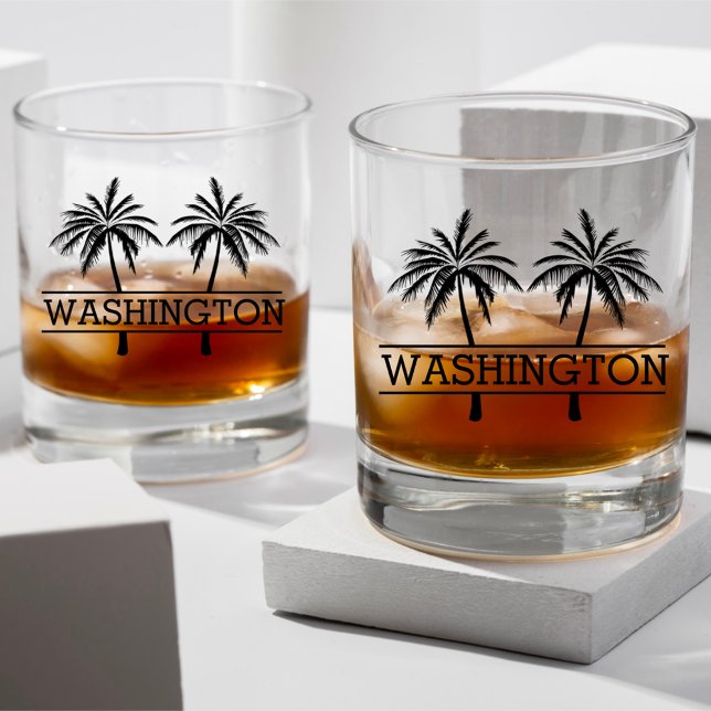 Verre À Whisky Robe Tropicale à double palme avec nom personnalis (Créateur téléchargé)