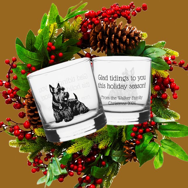 Verre À Whisky Rochers de Noël de Chien écossais customisés (Créateur téléchargé)