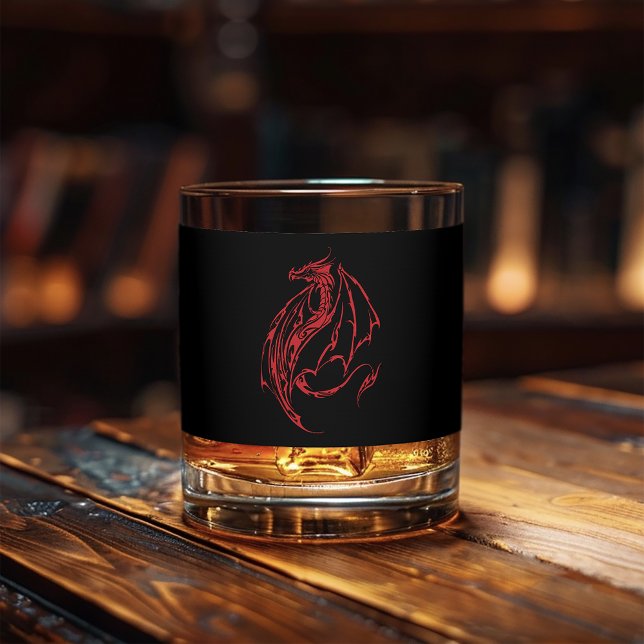 Verre À Whisky Rouge Tribal Dragon Noir (Créateur téléchargé)