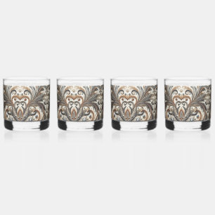 Verre À Whisky Schéma floral brillant avec pierre de gemme