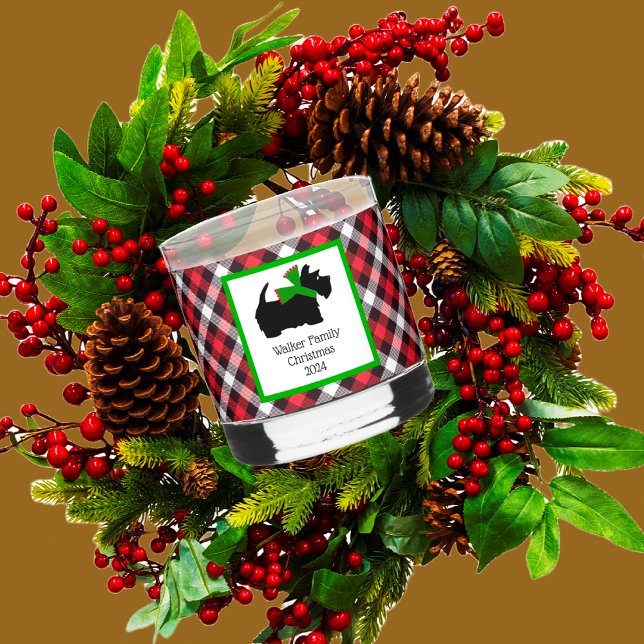 Verre À Whisky Scotty Chien et Tartan Joyeux Noël (What could be more jolly than a Scottie in the holly! )