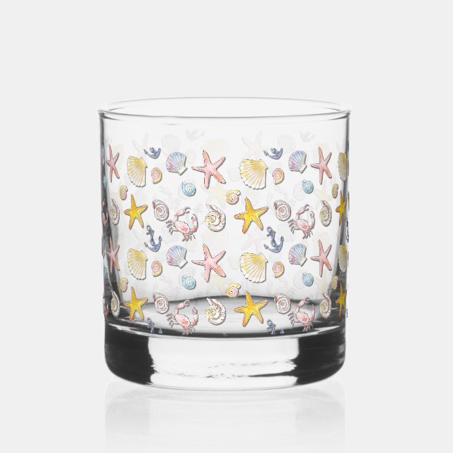 Verre À Whisky Simple Conception de Plage Mignonne  (Recto)