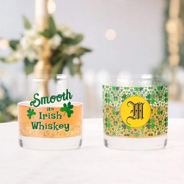 Verre À Whisky Smooth as Irish Whiskey Shamrocks Gold Personalize (Insitu (Mariage))