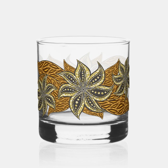 Verre À Whisky Style Batik Floral Abstrait africain (Recto)
