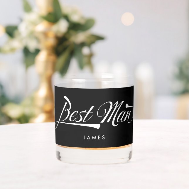 Verre À Whisky Stylisme noir typographie Best Man Groomsmen (Insitu (Mariage))