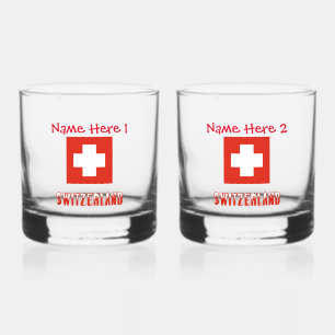 Verre À Whisky Suisse Suisse Drapeau Rouge Personnalisation
