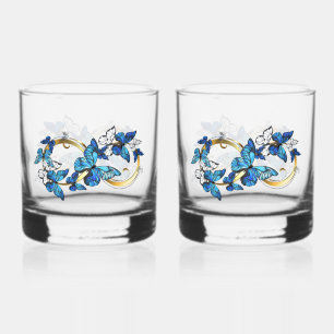Verre À Whisky Symbole infini de papillons Morpho bleus