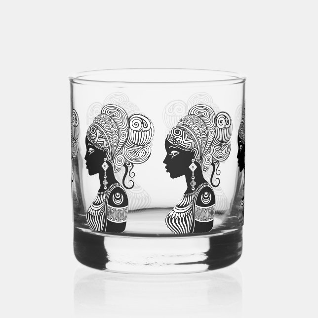 Verre À Whisky Tatouage Tribal Portrait de Fille Africaine (Droite)