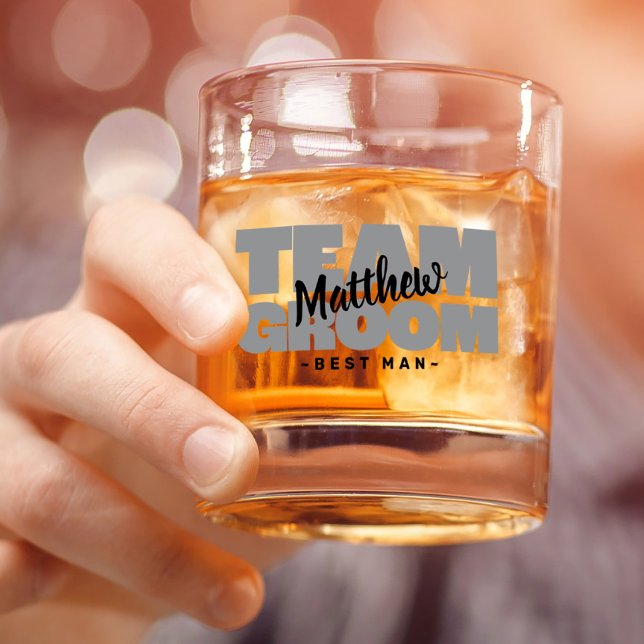 Verre À Whisky Team Groom Meilleur Homme Mariage Nom Black Grey C (Team Groom Best Man Wedding Name Black Gray Gift Whiskey Glass)