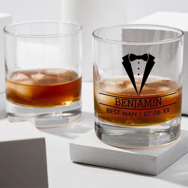 Verre À Whisky Témoin de mariage moderne avec nom personnalisé et (Créateur téléchargé)