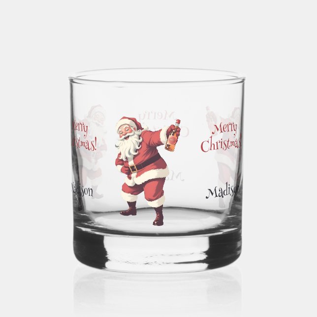 Verre À Whisky Texte personnalisé amusant Drunk Père Noël (Verso)