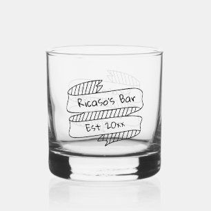 Verre À Whisky Texte personnalisé sur une bannière de ruban dessi