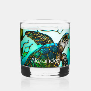 Verre À Whisky Tortue côtière Tropical Turquoise Bleu Vert