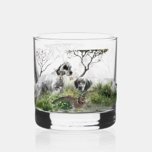 Verre À Whisky Tri Couleur Anglais Setters Art, chasse en bois
