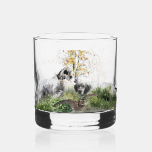 Verre À Whisky Tri Couleur Anglais Setters Art, chasse en bois
