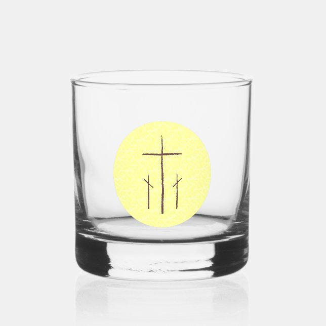 Verre À Whisky Trois croix sur Calvaire Jaune (Recto)