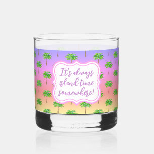 Verre À Whisky Tropical Sunset Island Time Green Palm Tree