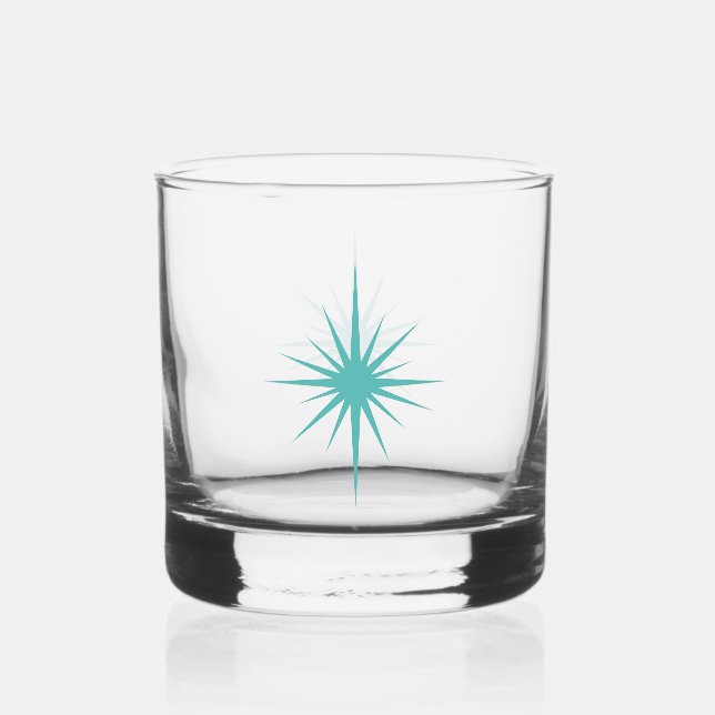 Verre À Whisky Turquoise Bleu 1950s Étoile Atomique Éclatée Milie (Recto)