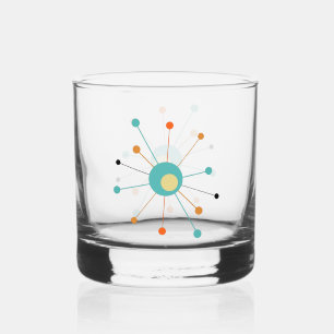 Verre À Whisky Turquoise Orange L'Âge Atomique Commencé Mi-Siècle