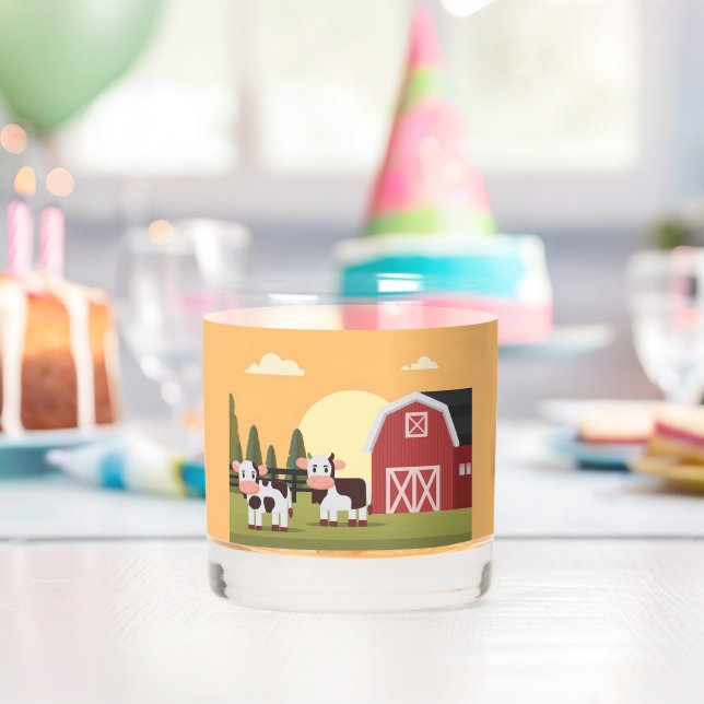 Verre À Whisky Two Cows and a Red Barn at Sunrise (Insitu (Anniversaire))