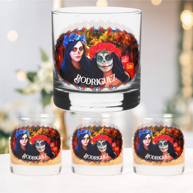 Verre À Whisky Vallarta Catrinas avec fleurs et bougies 1718 (Créateur téléchargé)
