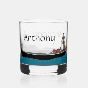 Verre À Whisky Venise, Italie Gondola et Gondolier Personnalisé