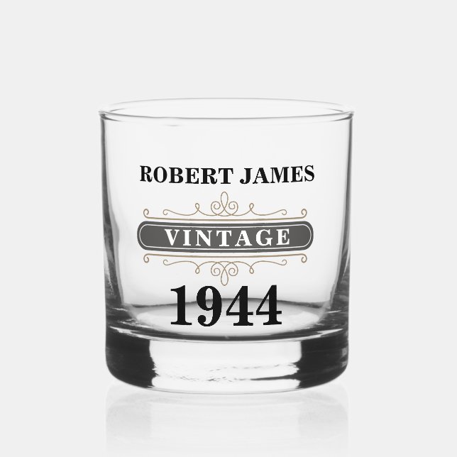 Verre À Whisky Vintage N'importe quel anniversaire (Recto)