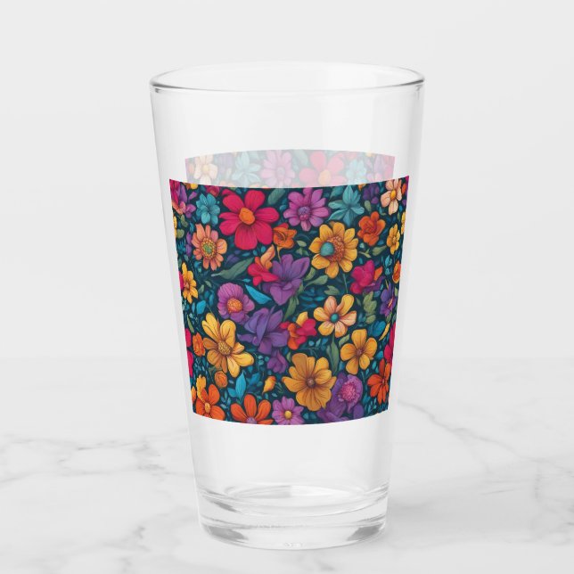 Verre Abstrait floral coloré #777 (Devant)