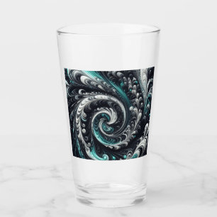 Verre Abstrait vert, argent et noir