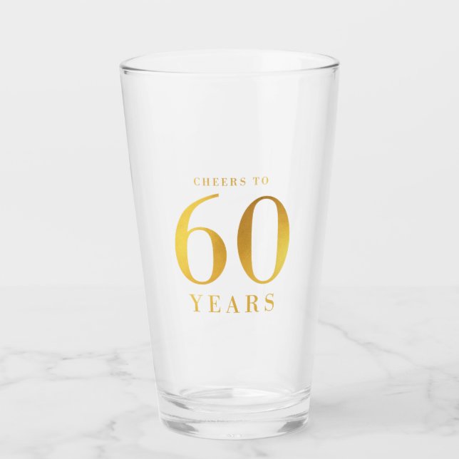 Verre Acclamations d'or de Faux à 60 ans d'anniversaire (Devant)