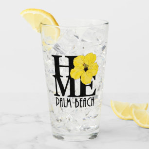 Verre ACCUEIL Palm Beach Floride Hibiscus Jaune