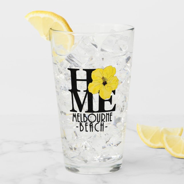 Verre ACCUEIL Plage de Melbourne Floride Hibiscus jaune (Devant glace)