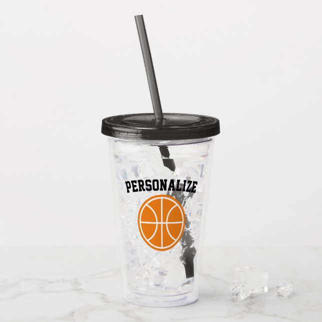 Verre acrylique de culbuteur de basket-ball nommé (Devant glace)