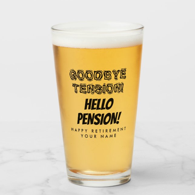 Verre Adieu tension bonjour pension drôle retraite (Devant (rempli))