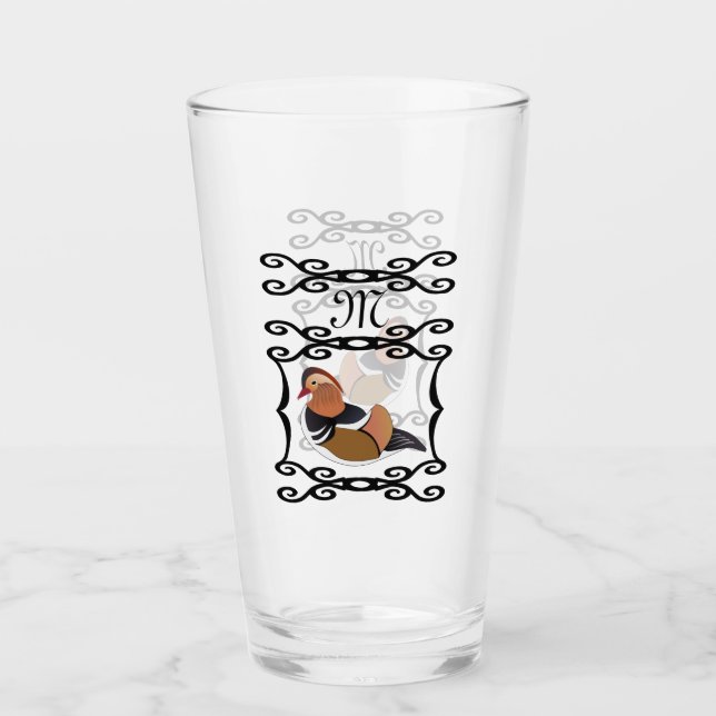 Verre Adorable Mandarin Canard Monogramme de dessin (Devant)